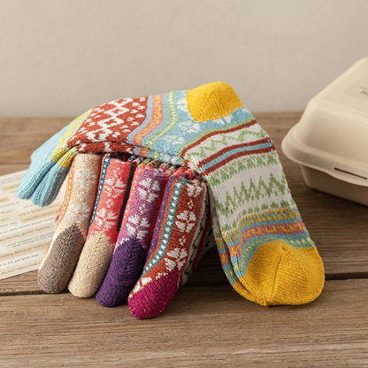 CALZE COLORATE STILE NORDICO-ETNICO - DONNA TG.36/40 5pz