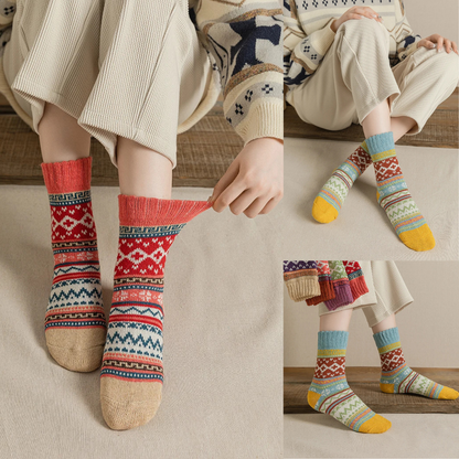 CALZE COLORATE STILE NORDICO-ETNICO - DONNA TG.36/40 5pz