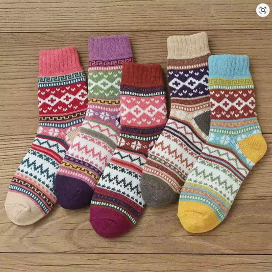 CALZE COLORATE STILE NORDICO-ETNICO - DONNA TG.36/40 5pz