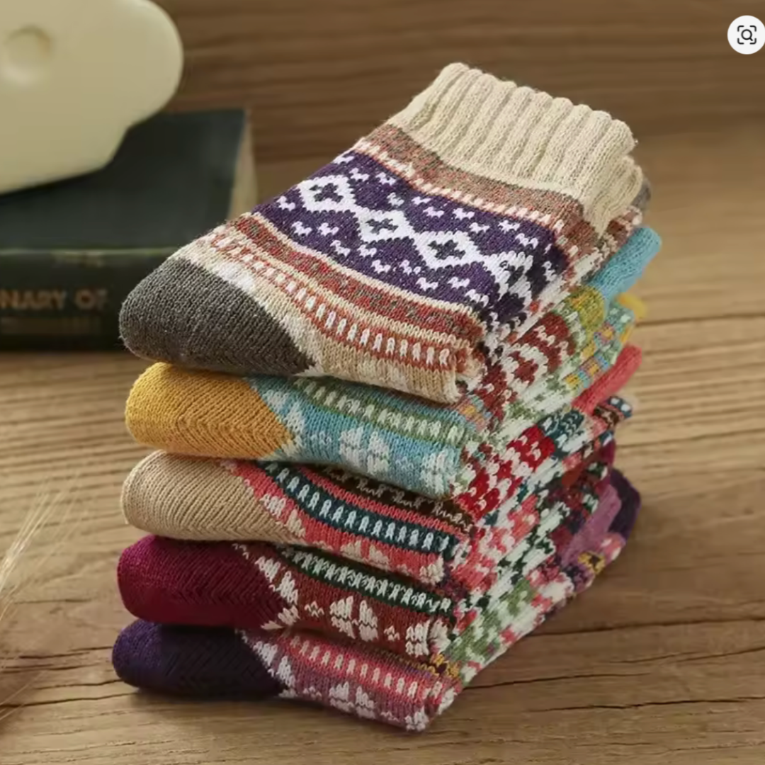 CALZE COLORATE STILE NORDICO-ETNICO - DONNA TG.36/40 5pz