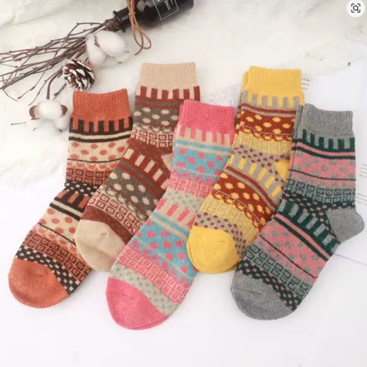 CALZE COLORATE STILE NORDICO-ETNICO - UOMO TG.40/45 5pz