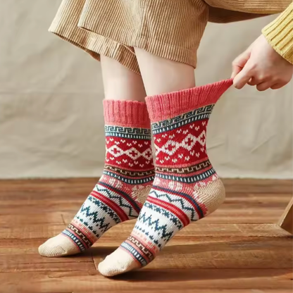 CALZE COLORATE STILE NORDICO-ETNICO - DONNA TG.36/40 5pz