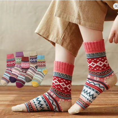 CALZE COLORATE STILE NORDICO-ETNICO - DONNA TG.36/40 5pz