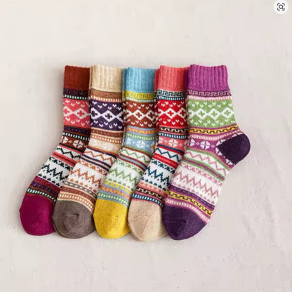 CALZE COLORATE STILE NORDICO-ETNICO - DONNA TG.36/40 5pz