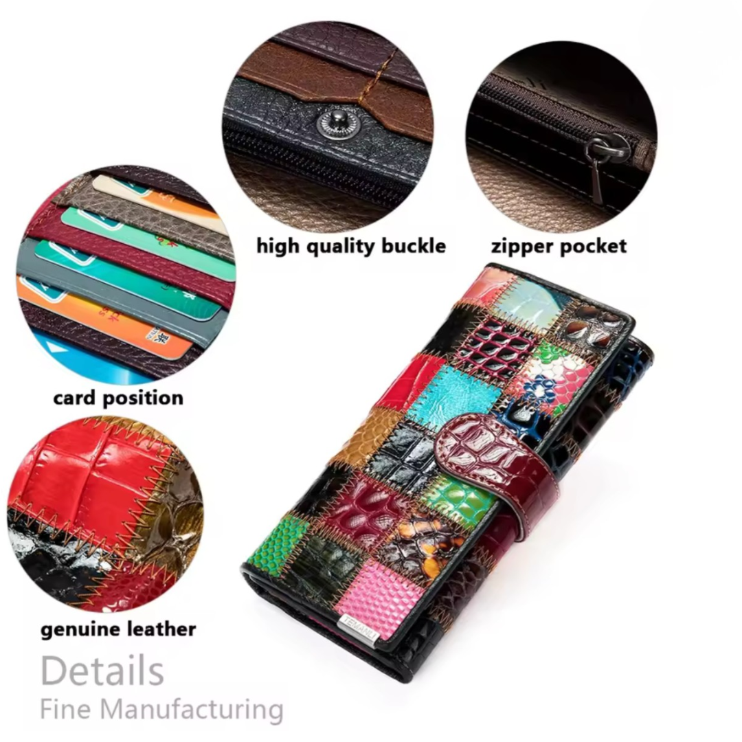 PORTAFOGLIO VERA PELLE - MULTICOLORE