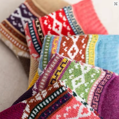 CALZE COLORATE STILE NORDICO-ETNICO - DONNA TG.36/40 5pz