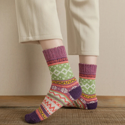 CALZE COLORATE STILE NORDICO-ETNICO - DONNA TG.36/40 5pz