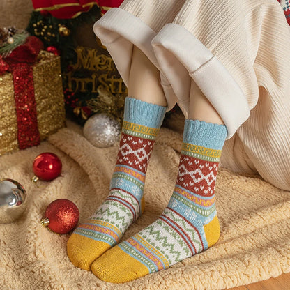 CALZE COLORATE STILE NORDICO-ETNICO - DONNA TG.36/40 5pz