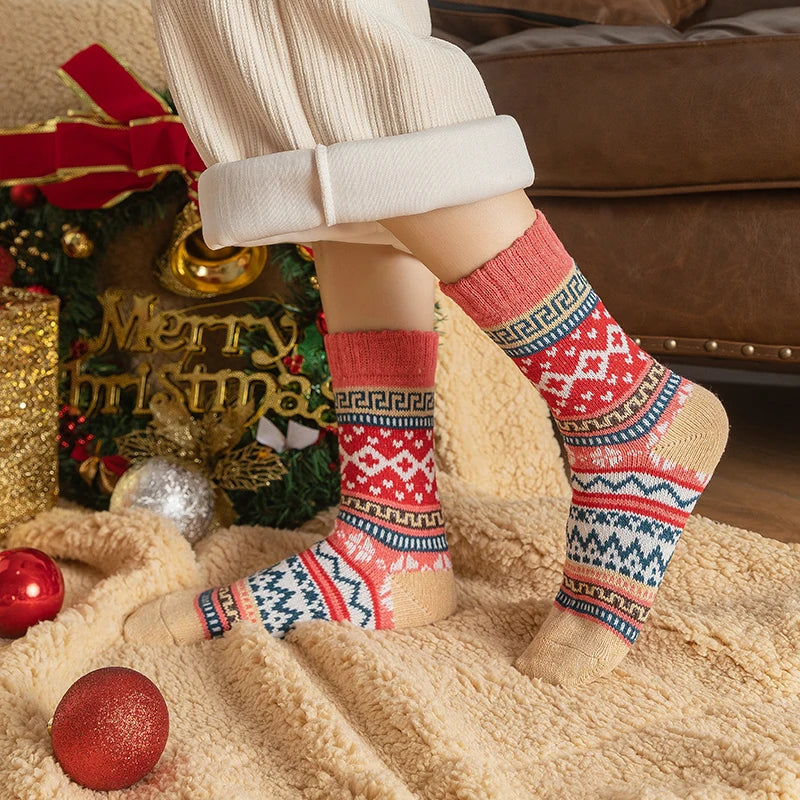 CALZE COLORATE STILE NORDICO-ETNICO - DONNA TG.36/40 5pz