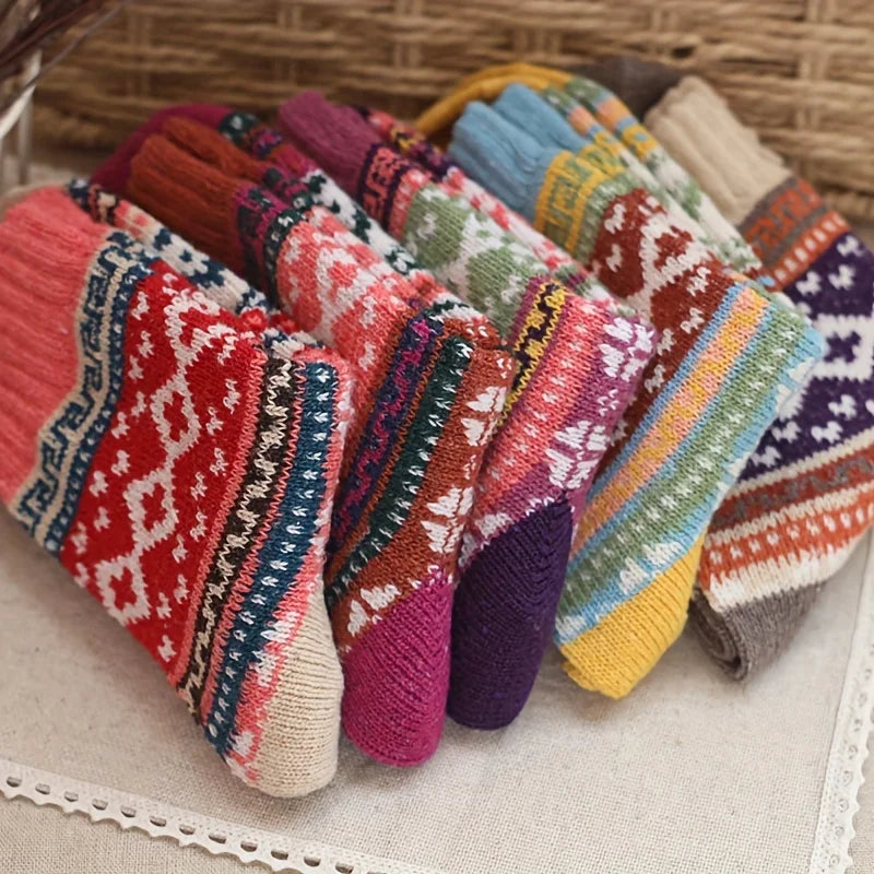 CALZE COLORATE STILE NORDICO-ETNICO - DONNA TG.36/40 5pz